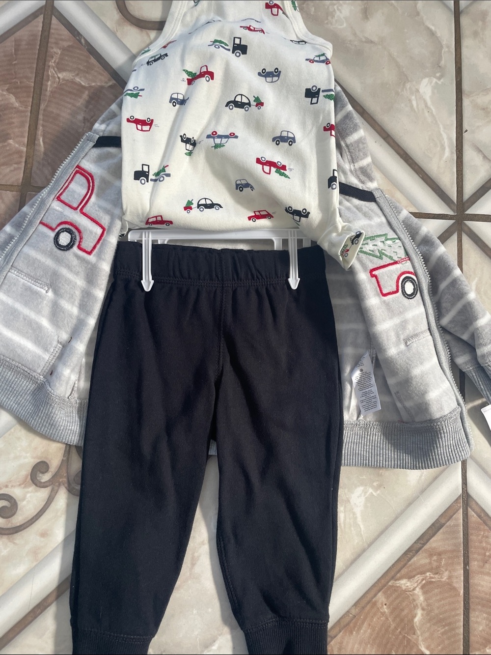 Carter's Gray and White Striped Zip Hoodie Set - Picture 3 of 5